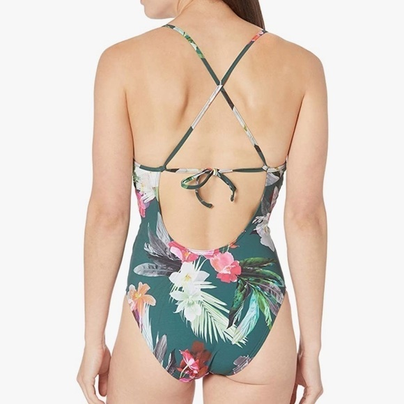 LA BLANCA Women's V-Front Keyhole One Piece Swimsuit Jungle size M - Picture 2 of 10
